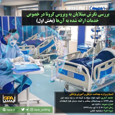نتایج نظرسنجی ایسپا و وزارت بهداشت، درمان و آموزش پزشکی (بخش اول):  تقریباً 77 درصد از افراد بیمار در زمان ترخیص، توصیه و آموزش‌های لازم درمورد پیشگیری از انتقال بیماری به دیگران در دوران نقاهت را دریافت کرده‌اند
